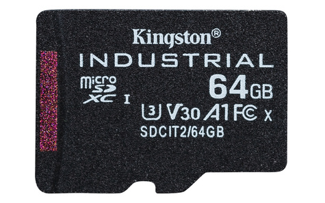 Kingston 64GB microSDXC Industrial C10 A1 pSLC Card + SD Adapter