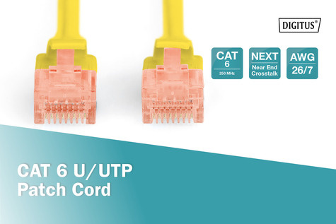 DIGITUS CAT 6, U-UTP patchkabel, PVC AWG 26/7, lengte 1 m, kleur geel