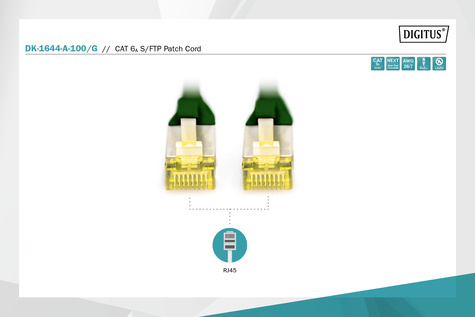 DIGITUS CAT 6A S-FTP patchkabel, koper, LSZH AWG 26/7, lengte 10 m, kleur groen