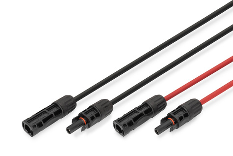DIGITUS Verlengkabel voor zonne-energie, 6 mm, MC4-stekker 1m,6m², halogeenvrij, UV-bestendig, flex, IP67, 2 stuks.