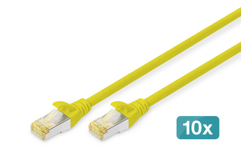 DIGITUS CAT 6A S-FTP patchkabel, koper, LSZH AWG 26/7, lengte 2 m, 10 stuks, kleur geel