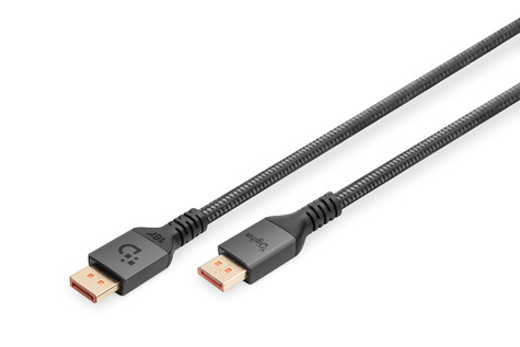 DIGITUS Hoogwaardige DisplayPort-verbindingskabel, DP-type St/St, 2,0 m, aluminium behuizing, UHD 8K, DP 2.1, bw