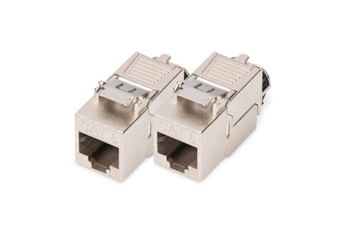 DIGITUS Cat.8.I Hoeksteenmodule afgeschermd, zonder gereedschap, stofkap, 2 st.