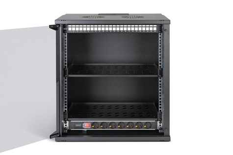 DIGITUS 19" netwerkset, 12U wandbehuizing en accessoires, zwart SOHO Pro-versie, niet gemonteerd