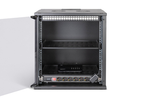 DIGITUS 19" netwerkset, 12U wandbehuizing en accessoires, zwart SOHO Pro-versie, niet gemonteerd
