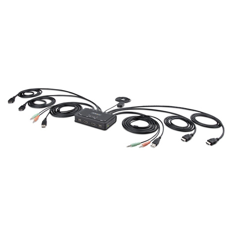 STARTECH 2-Port Dual-Monitor HDMI Cable KVM Switch, 4K 60Hz