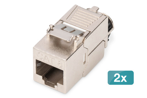 DIGITUS Cat.8.I Hoeksteenmodule afgeschermd, zonder gereedschap, stofkap, 2 st.