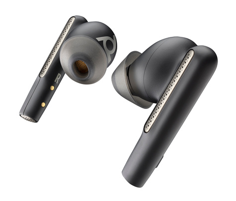 Poly Voyager Free 60+ UC Carbon Black Earbuds +BT700 USB-C Adapter +Touchscreen Charge Case - Replaces Poly SKU 216065-02