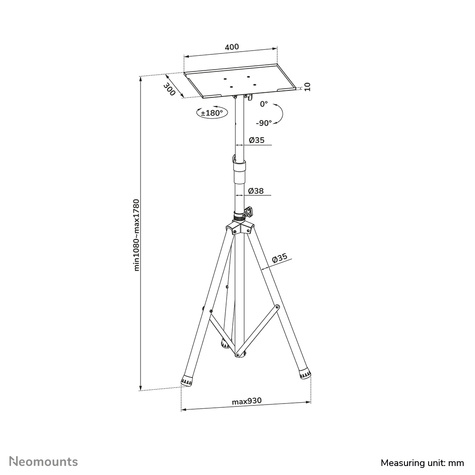 Neomounts Flat Screen / Laptop Floor Stand - height: 108-178 cm