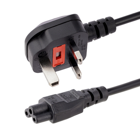 STARTECH 1m UK Laptop Stroomkabel, BS 1363 to C5 (Clover Leaf), 2.5A 250V, 18AWG,