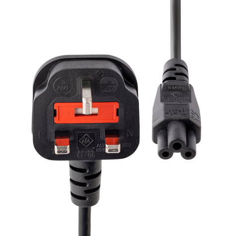 STARTECH 1m UK Laptop Stroomkabel, BS 1363 to C5 (Clover Leaf), 2.5A 250V, 18AWG,
