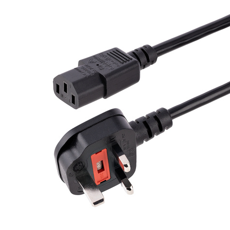 STARTECH 3m UK Computer Stroomkabel, 18AWG, BS 1363 naar C13, 10A 250V, Zwart, AC Vervangkabel