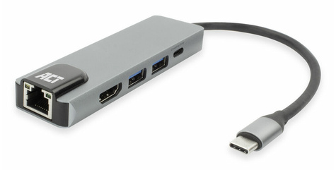 ACT USB-C 4K docking station for 1 HDMI monitor ethernet USB-A PD pass-through