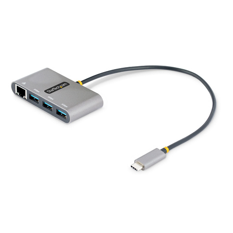STARTECH 3-Port USB-C Hub with Ethernet, 3x USB-A Ports, Gigabit Ethernet, USB 3.0 5Gbps