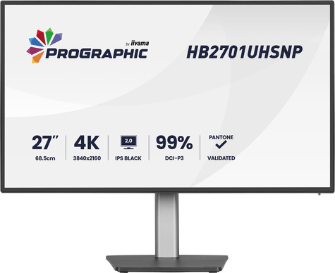 Iiyama 27iWIDE LCD ProGraphic 3840 x 2160 4K UHD IPS Black 2.0 panel LED Bl.USB-Hub