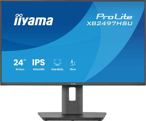Iiyama 24i IPS-panel 1920x1080@120Hz EyeComfort 15cm Height Adj. Stand 350cd/mSpeakers HDMI DisplayPort 1ms MPRT USB 2x 3.2+2x C