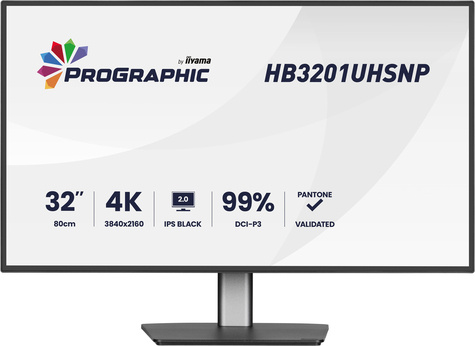Iiyama 32iWIDE LCD ProGraphic 3840 x 2160 4K UHD IPS Black 2.0 panel LED Bl.USB-Hub
