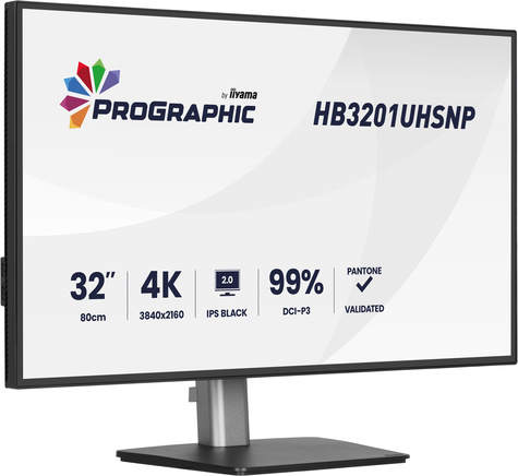 Iiyama 32iWIDE LCD ProGraphic 3840 x 2160 4K UHD IPS Black 2.0 panel LED Bl.USB-Hub