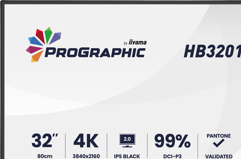 Iiyama 32iWIDE LCD ProGraphic 3840 x 2160 4K UHD IPS Black 2.0 panel LED Bl.USB-Hub
