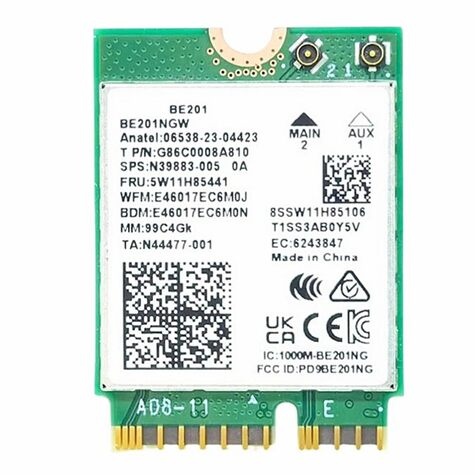 Intel Wi-Fi 7 BE201 2230 2x2 BE+BT vPro