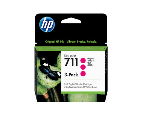 HP 711 3 Pack Magenta Inktcartridge