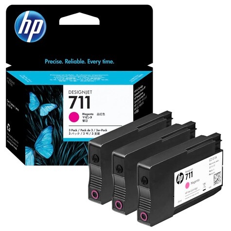 HP 711 3 Pack Magenta Inktcartridge