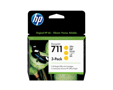 HP 711 Pack van 3 gele inktcartridge