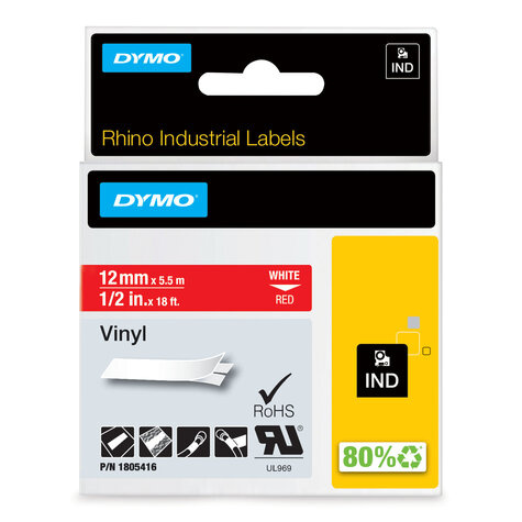 DYMO 1805416 labelprinter-tape Wit op rood