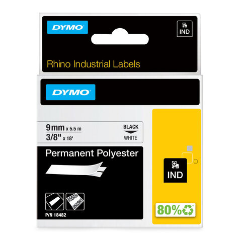 DYMO Rhino Band Polyes.  9mmx5.5m schwarz->weiß