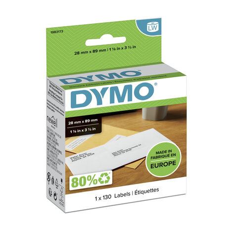 DYMO 1983173 printeretiket Wit Zelfklevend printerlabel