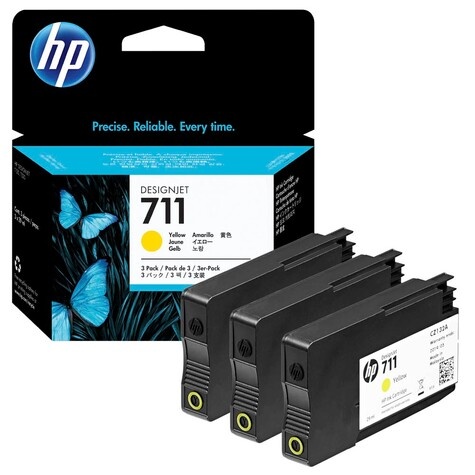HP 711 Pack van 3 gele inktcartridge