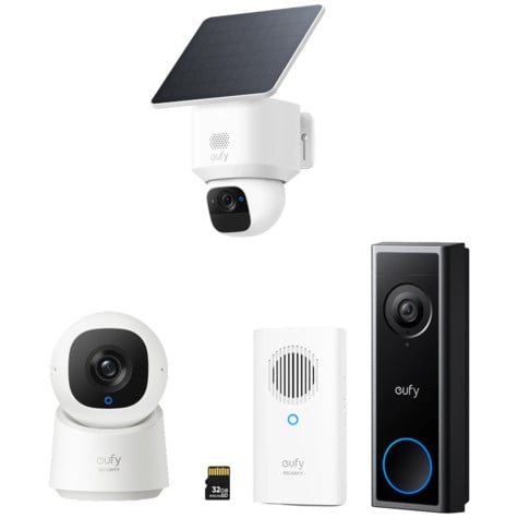 Anker Bundle SoloCam E30 + Indoor Cam C220 + Doorbell C30 met SD-kaart +Chime T8171321 - T8W11321 - E8224312