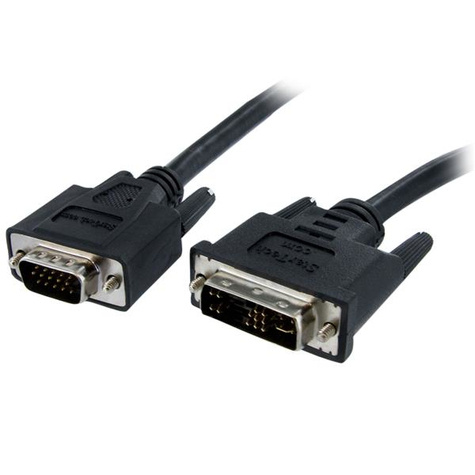 STARTECH DVI-naar-VGA-beeldschermkabel M/M - DVI-naar-VGA (15-pins) 2 m - Videokabel - HD-15 (VGA) (M) naar DVI-A (M) - 2 m - gevormd, duimschroeven - zwart
