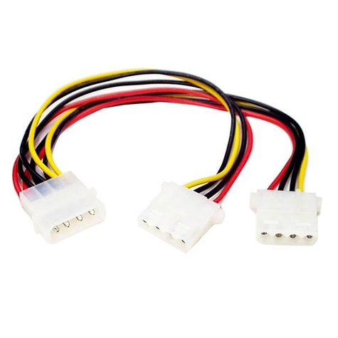 STARTECH LP4 naar 2x LP4 Voedingskabel Y-adapter M/F - Voedingskabel - 4-PIN interne voeding (V) naar 4-PIN interne voeding (M)