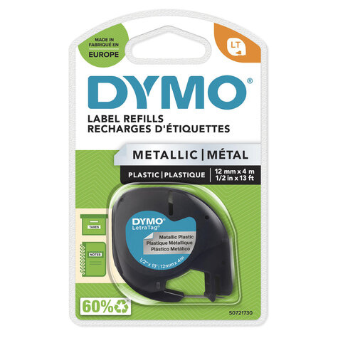 DYMO S0721730 labelprinter-tape Zwart op metallic