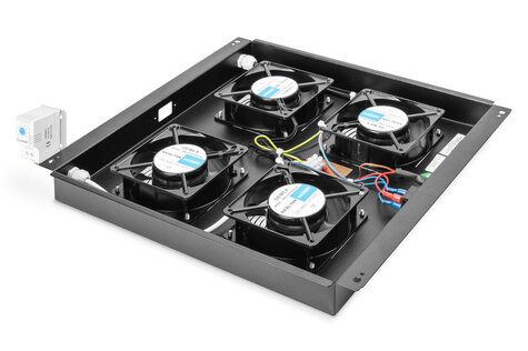 DIGITUS Dakventilatoreenheid, 4 ventilatoren, zwart voor netwerkbehuizingen Unique, Varioflex-N, Dynamic