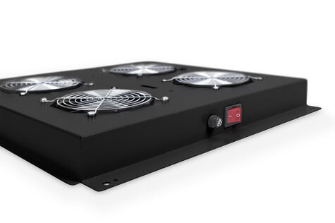 DIGITUS Dakventilatoreenheid, 4 ventilatoren, zwart voor netwerkbehuizingen Unique, Varioflex-N, Dynamic