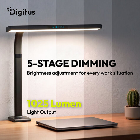 DIGITUS LED-bureaulamp, 50 cm 1025 lm, 7 W, zwart