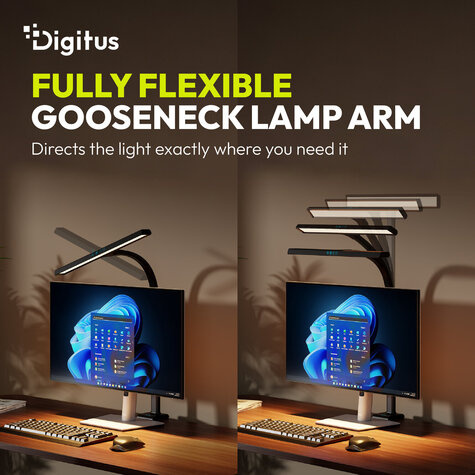 DIGITUS LED-bureaulamp, 50 cm 1025 lm, 7 W, zwart