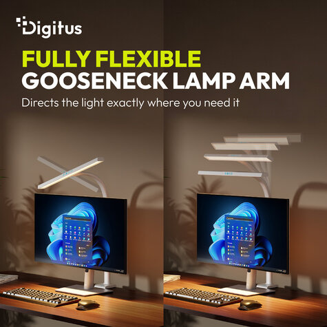 DIGITUS LED-bureaulamp, 50 cm 1025 lm, 7 W, wit