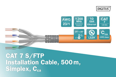 DIGITUS Installatiekabel S/FTP Cat.7 simplex 500m