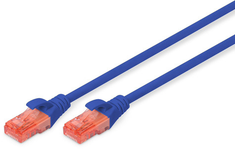 DIGITUS Patchkabel RJ45 U/UTP Cat6 0.50m blauw hefboombeschermer polyzak