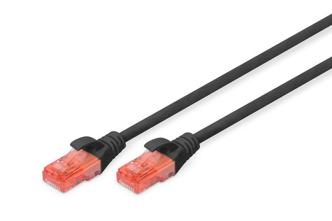 DIGITUS Patch cable RJ45 U/UTP Cat6 1.00m black polybag