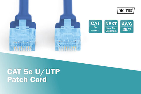 DIGITUS CAT 5e U-UTP patchkabel, PVC AWG 26/7, lengte 1 m, kleur blauw