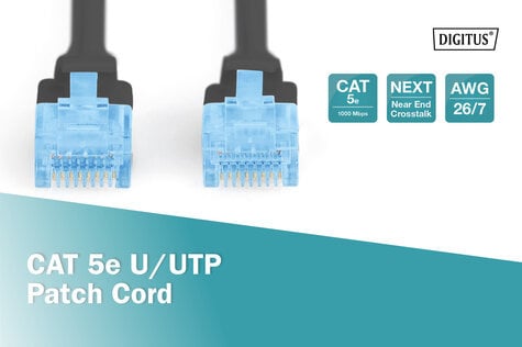 DIGITUS CAT 5e U-UTP patchkabel, PVC AWG 26/7, lengte 2 m, kleur zwart