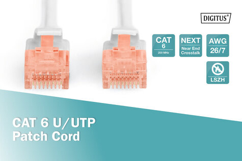 DIGITUS CAT 6 U-UTP patchkabel, koper, LSZH AWG 26/7, lengte 1 m, kleur grijs