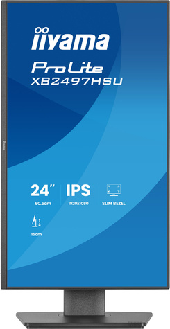 Iiyama 24i IPS-panel 1920x1080@120Hz EyeComfort 15cm Height Adj. Stand 350cd/mSpeakers HDMI DisplayPort 1ms MPRT USB 2x 3.2+2x C