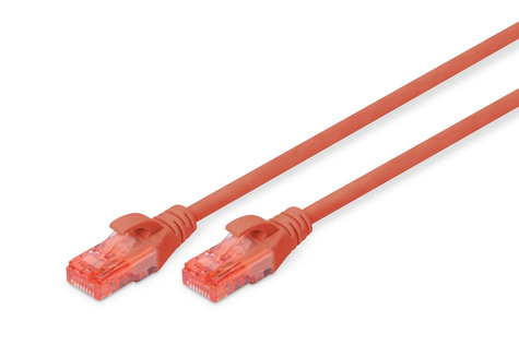 DIGITUS Patchkabel RJ45 U/UTP Cat6 2.00m rood hendelbescherming polybag