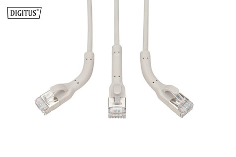 DIGITUS CAT 6A F-FTP gehoekte patchkabel, Ku, TPE-LSZH AWG 32/7, lengte 0,5 m, grijs, 10 st.