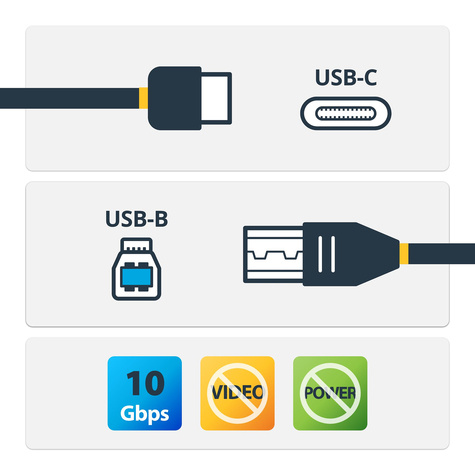 STARTECH USB 3.1 USB-C naar USB-B kabel - 1 m - USB-kabel - 24 pin USB-C (M) naar USB Type B (M) - USB 3.1 - 1 m - zwart